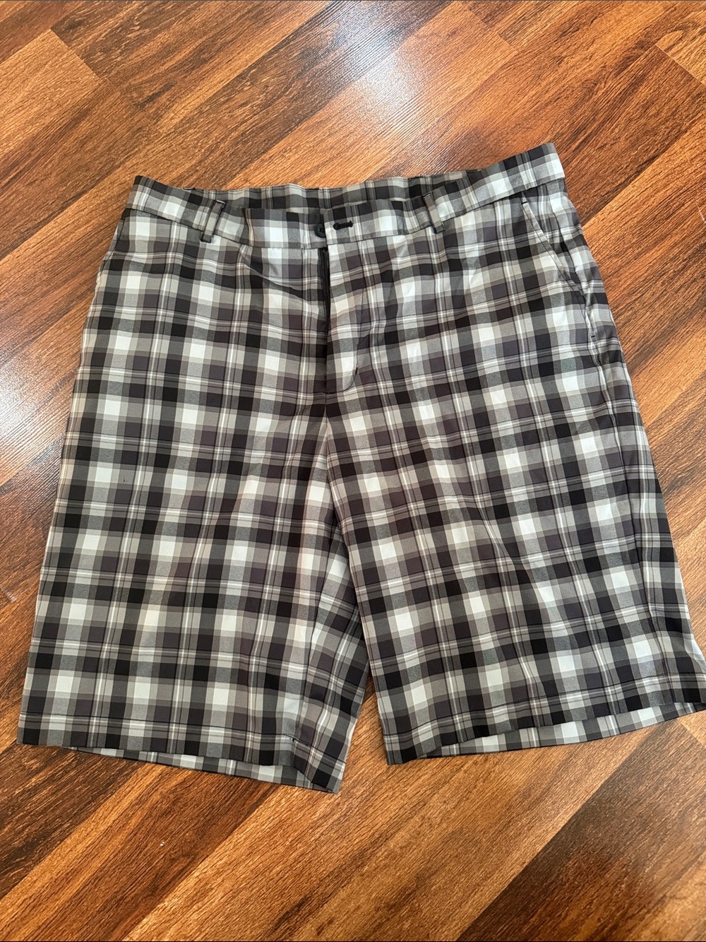 Men's Black & White Plaid Shorts